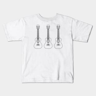 Three Ukulele Outlines Light Theme Kids T-Shirt